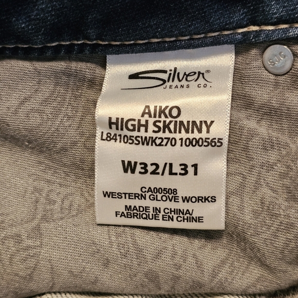 Silver Jeans Co. Aiko High Skinny Jeans W32 Medium Wash Distressed - Picture 10 of 16
